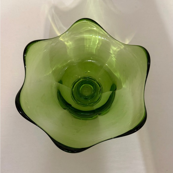 Other - Vintage Green Glass Candle Stick Holder